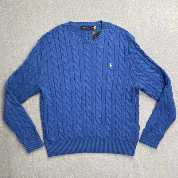 Polo Ralph Lauren Other - Polo Ralph Lauren Cable Knit Sweater Mens XL Blue Cotton Long Sleeve New
